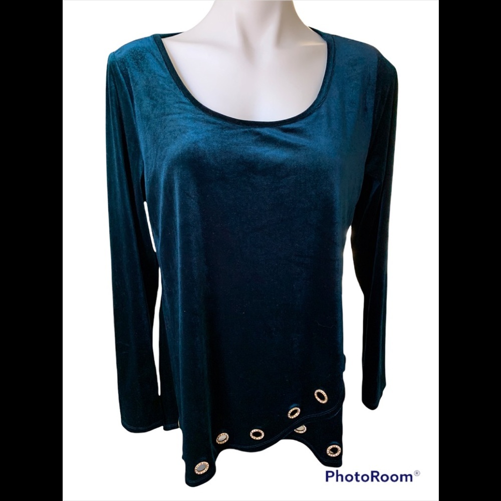Fontana Velvet Cross Panel Tunic Top in Teal